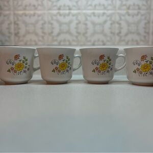 Corelle Floral Mugs with Yellow and Orange Accents (4 total)